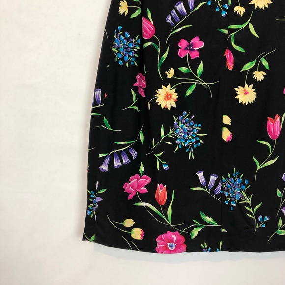 Vintage Silk Floral Wrap Side Tie Skirt 6P - Picture 3 of 7